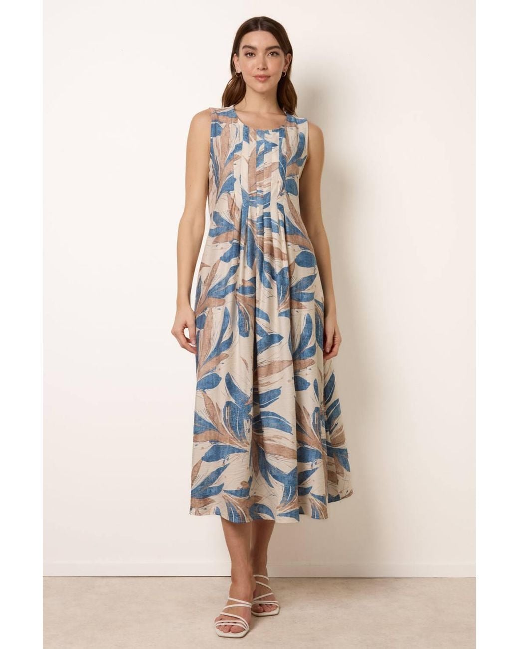 Blue Vanilla Blue Elasticated Waist Sleeveless Round Neck Maxi Dress