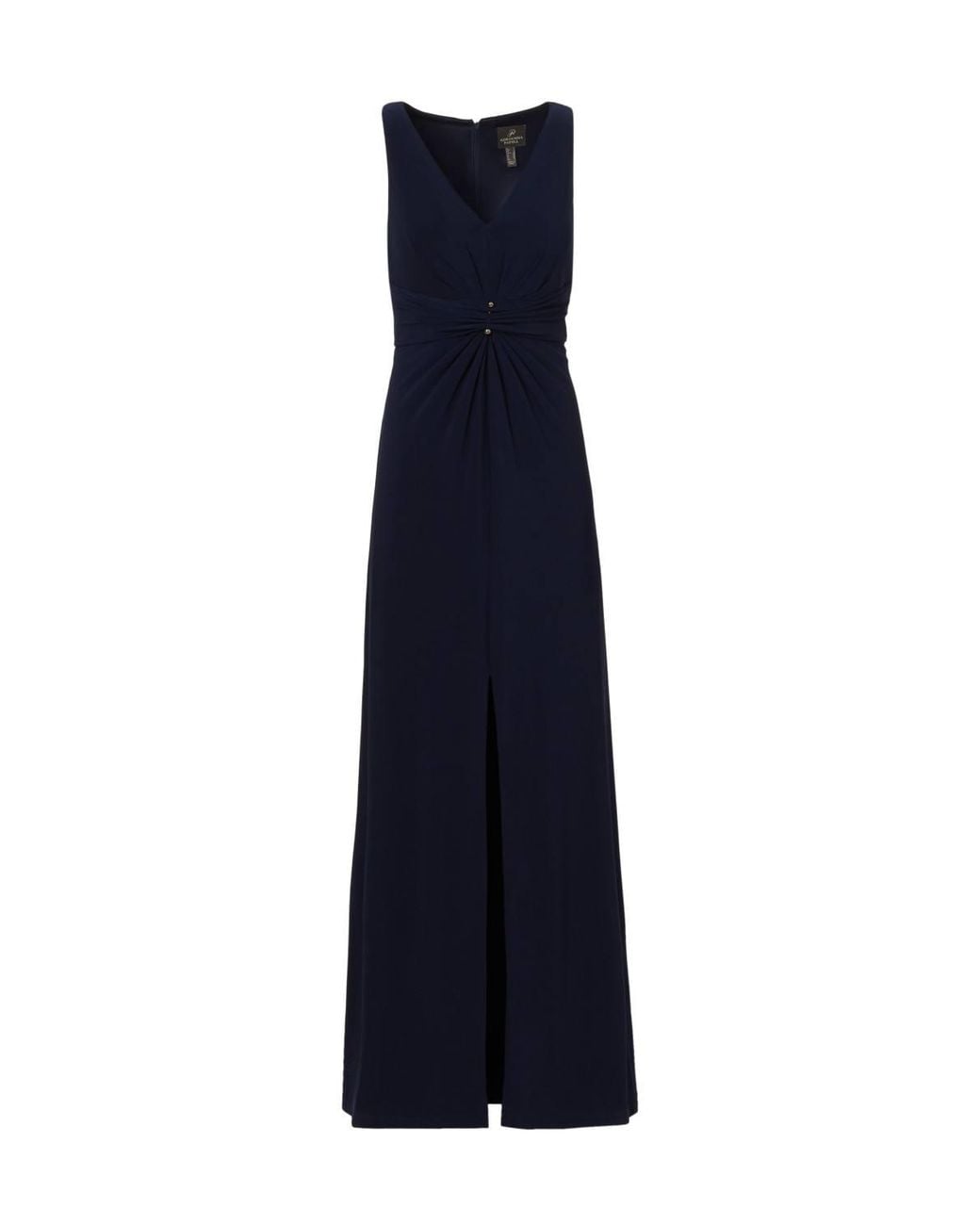 Adrianna Papell Blue Shirred Mermaid Jersey Gown Dress