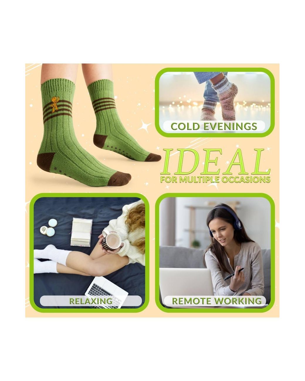Marvel Green Groot Long Stripe Socks