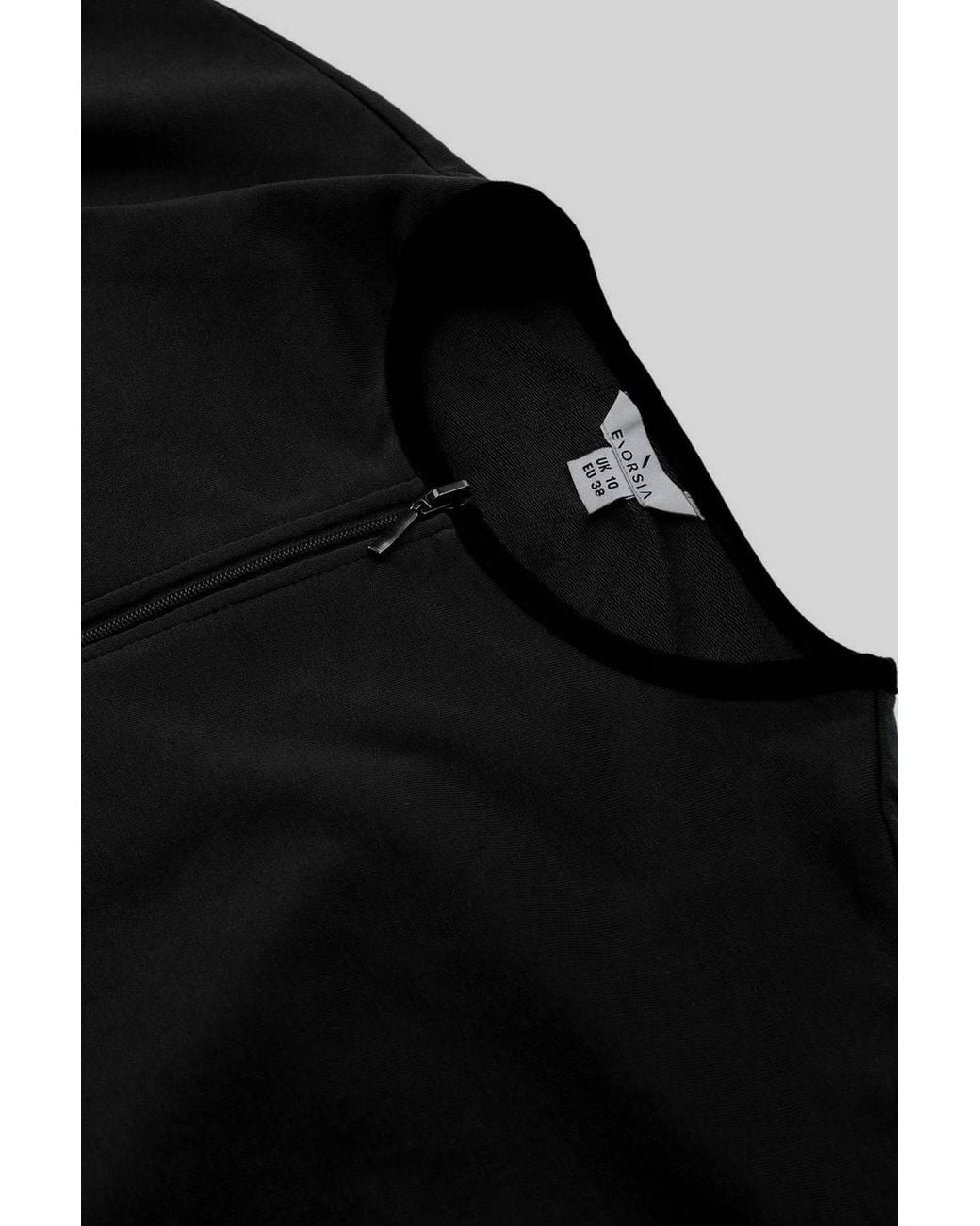 Enorsia Black Drop Shoulder Half Zip Crop Top