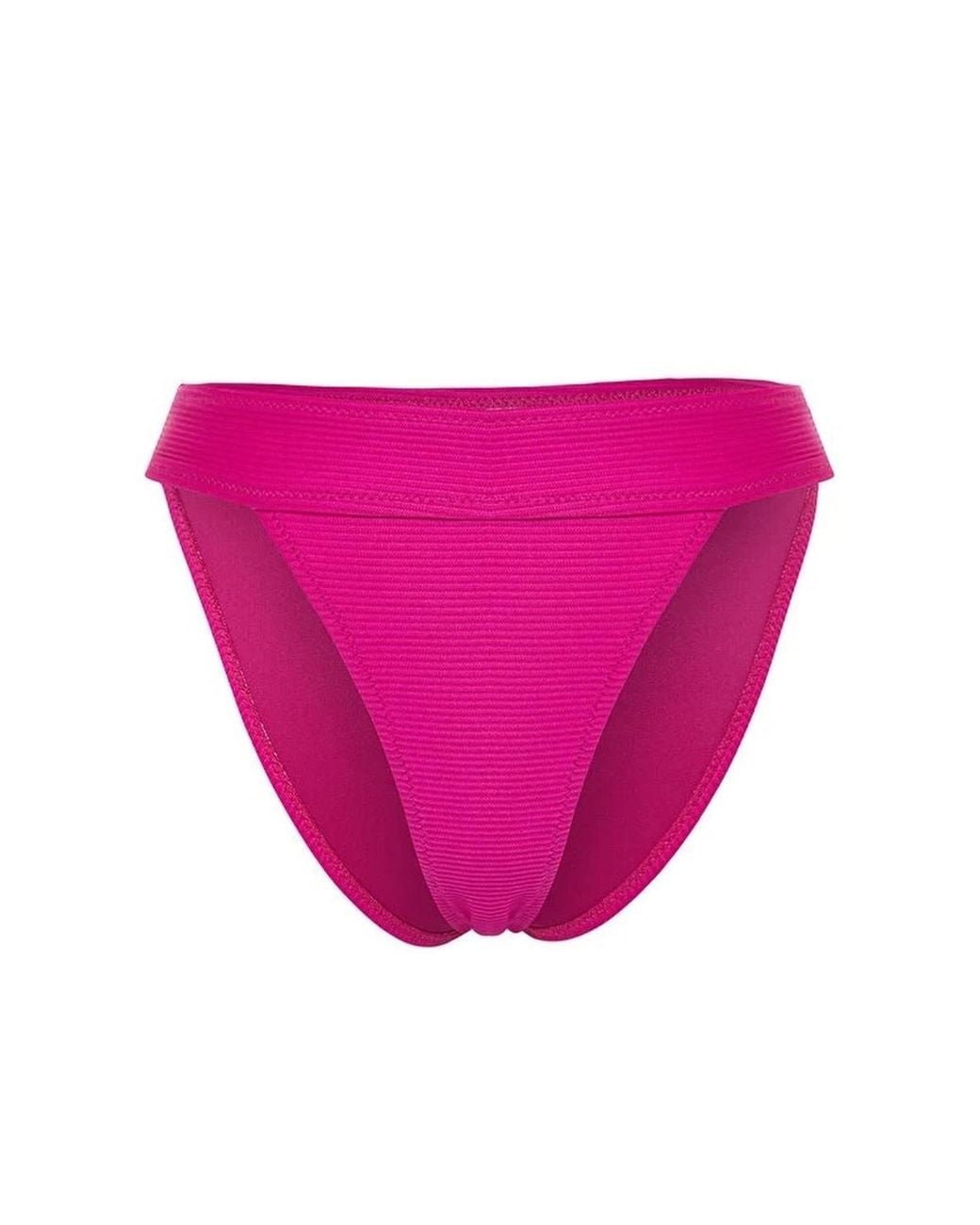 WOVCOR Pink Textured Regular Waist Bikini Bottom W/ Minimal High Leg Fit