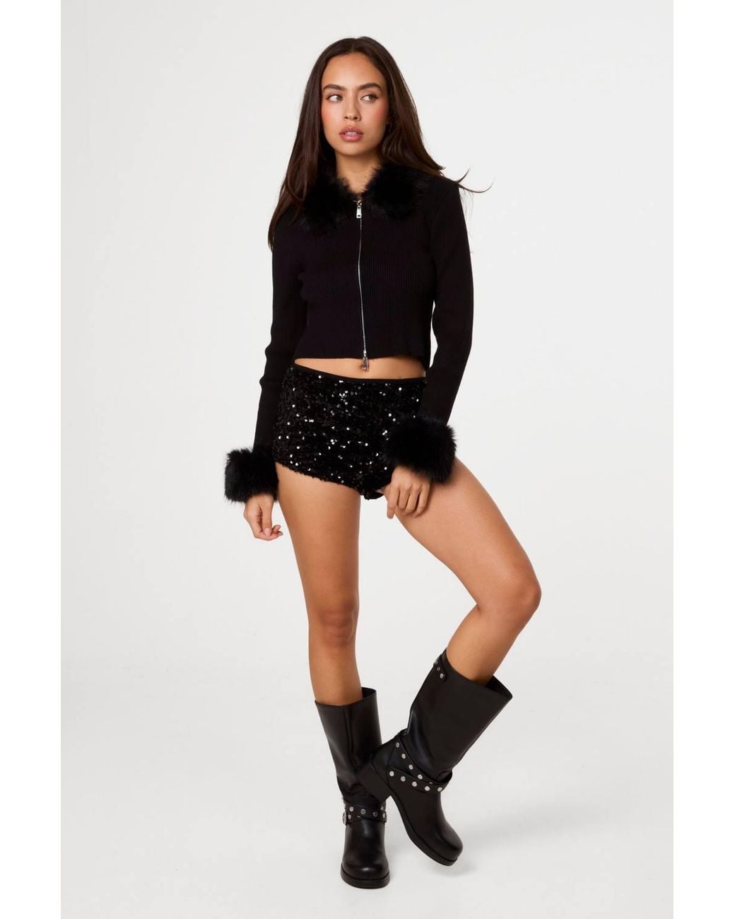 Pink Vanilla Black Sequin Hot Pants
