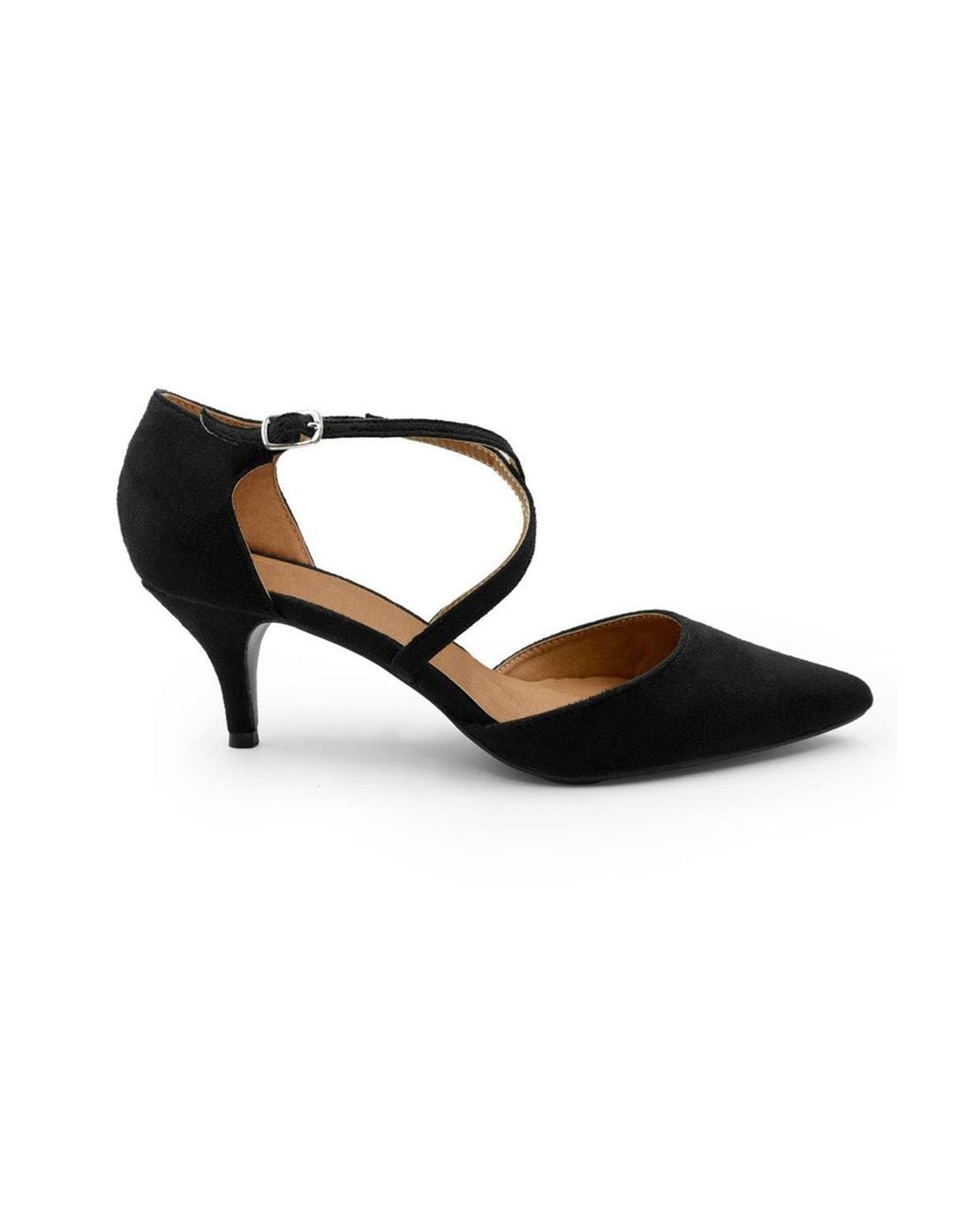 Where's That From Black 'Toscna' Crossover Straps Low Kitten Heels