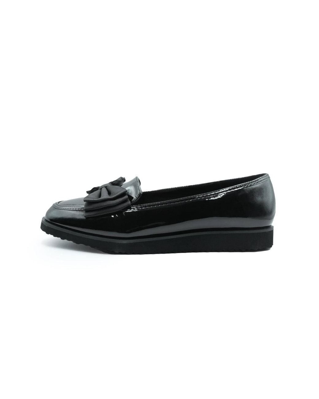 Where's That From Black 'Alpha' Wide Fit Slip On Loafer Slider W/ Bow Detail