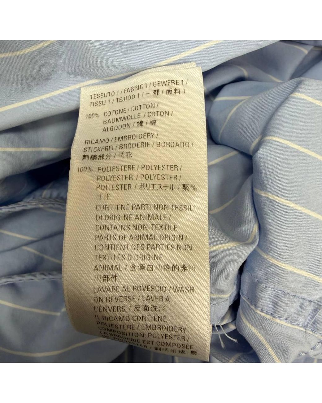 Balenciaga Blue Preloved Logo-Embroidered Striped Knotted Shirt