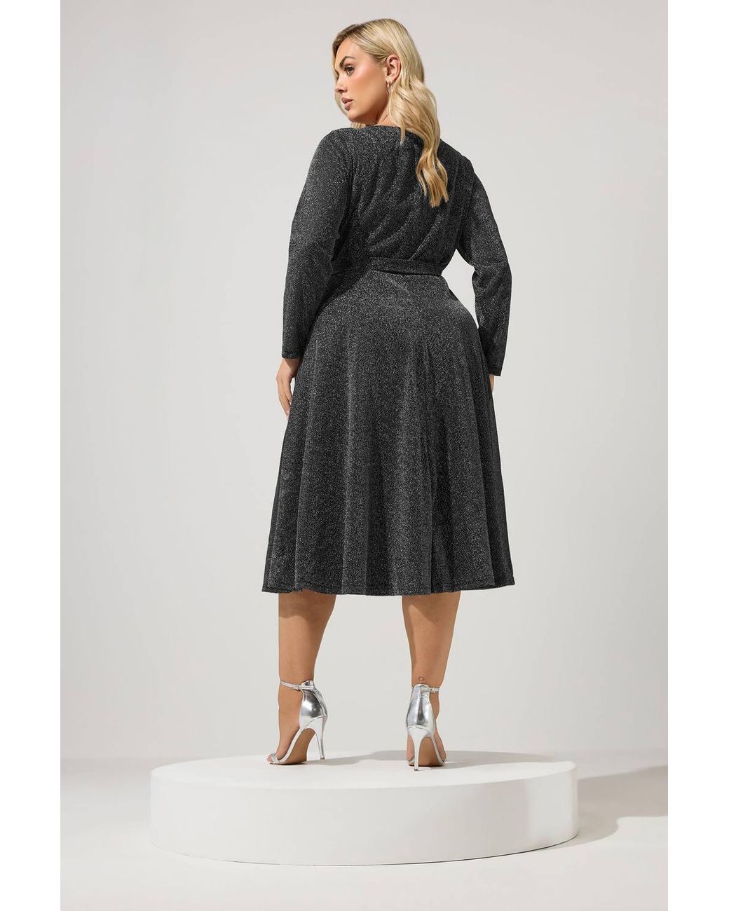 Yours Metallic Wrap Dress