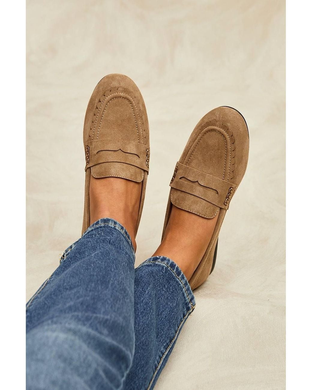 Linzi Gray Bree Suede Leather Penny Loafer