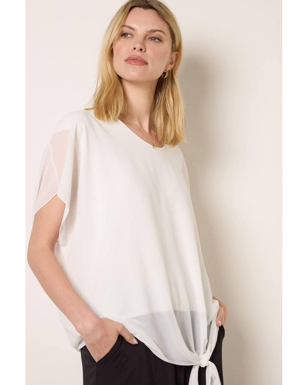 Blue Vanilla Natural Long Sleeve V-Neck Blouse