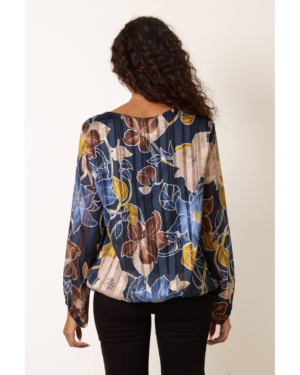 Blue Vanilla Blue Long Sleeve Round Neck Blouse