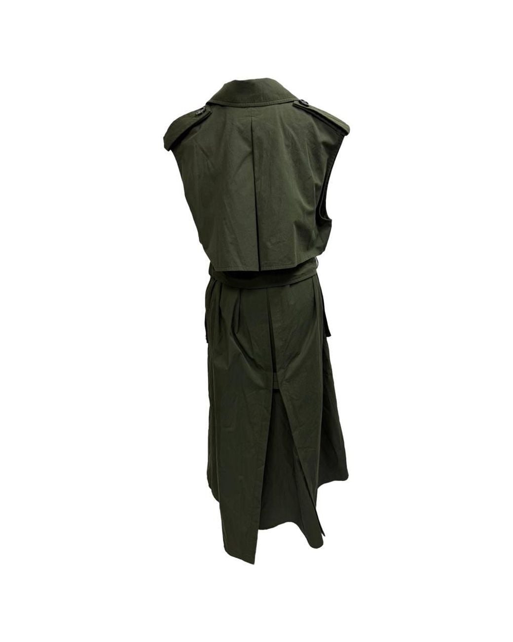 Bottega Veneta Green Preloved Double-Breasted Sleeveless Trench Coat