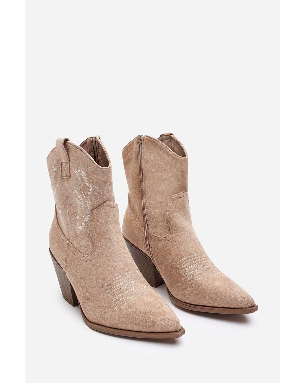 Where's That From Natural Seraphina Cowboy Boots Ankle Length Western Block Heel