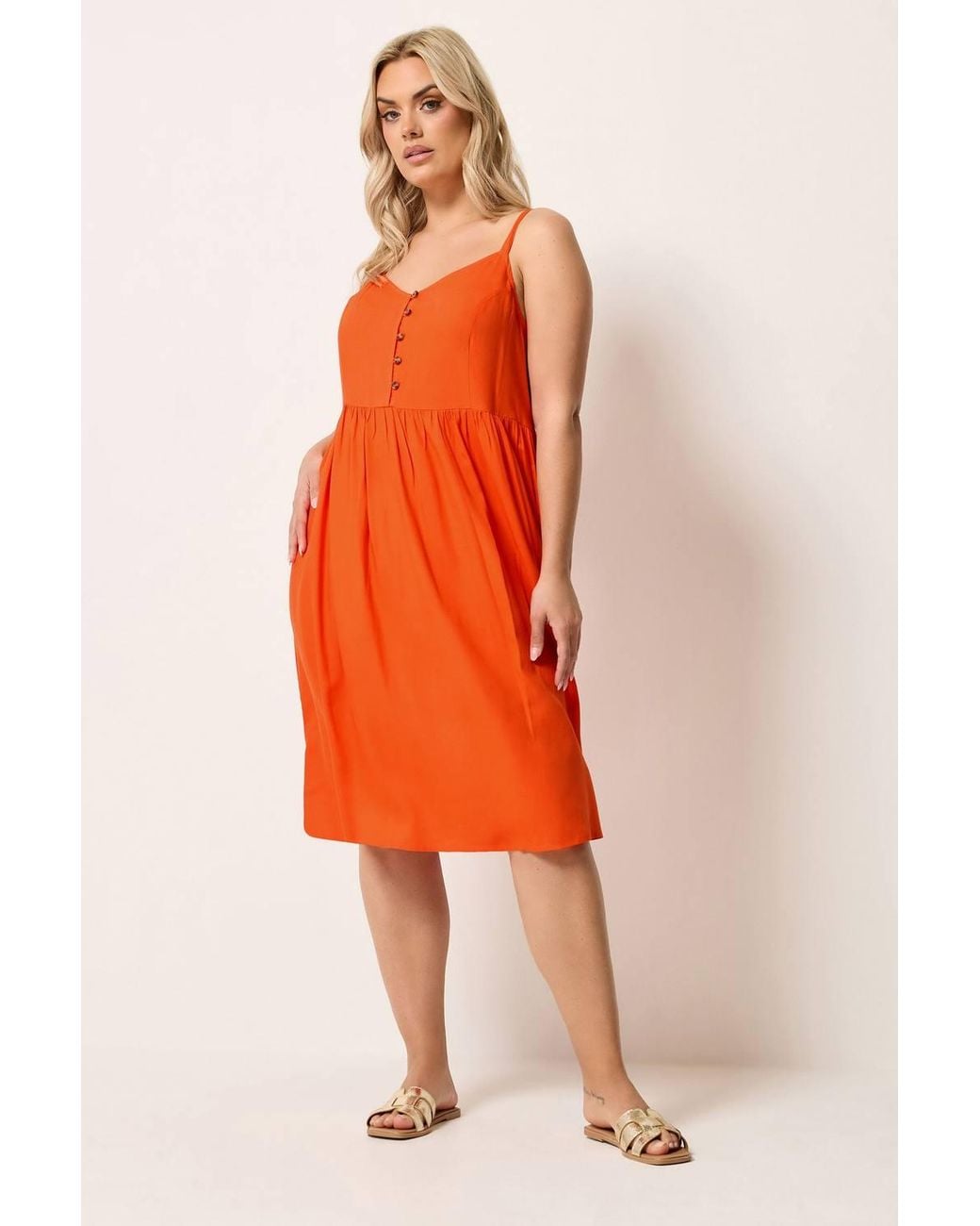 Yours Orange Strappy Midi Sundress
