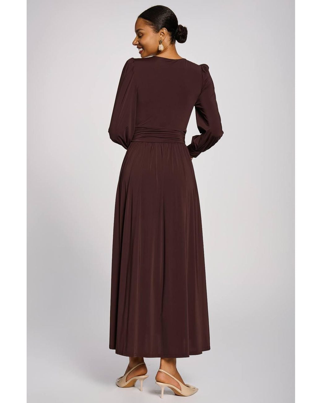 Jolie Moi Purple Long Sleeve Soft Jersey Maxi Dress