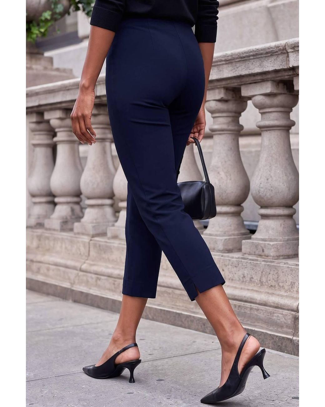 Roman Blue Cropped Stretch Trouser Capri Summer Leggings 3/4 Pedal Pushers