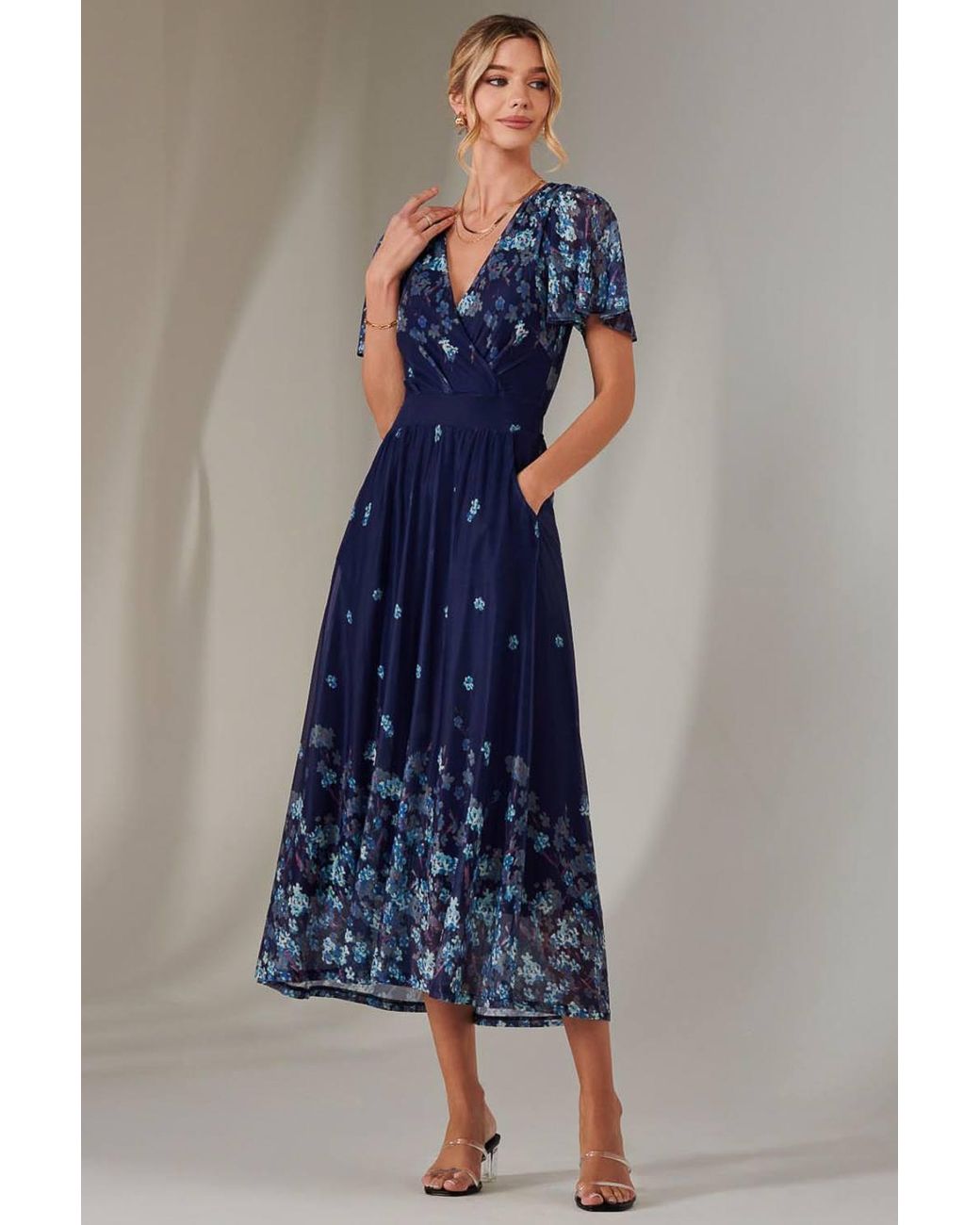 Jolie Moi Blue Wrap Maxi Dress