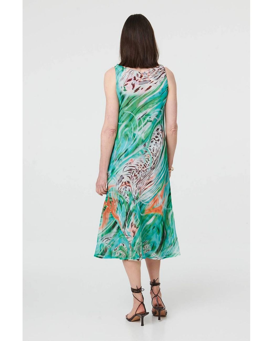 Izabel London Blue Reversible Printed Sleeveless Midi Dress