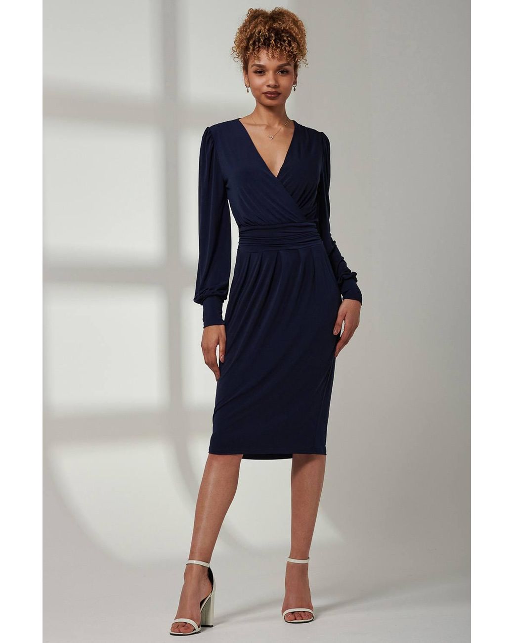 Jolie Moi Blue Kinslee Long Sleeve Pegged Dress