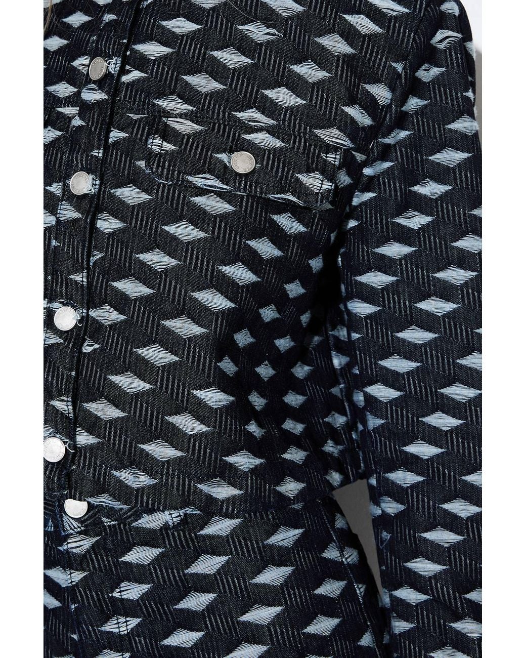 MissPap Blue Premium Denim Diamond Textured Denim Trucker Jacket Co-Ord