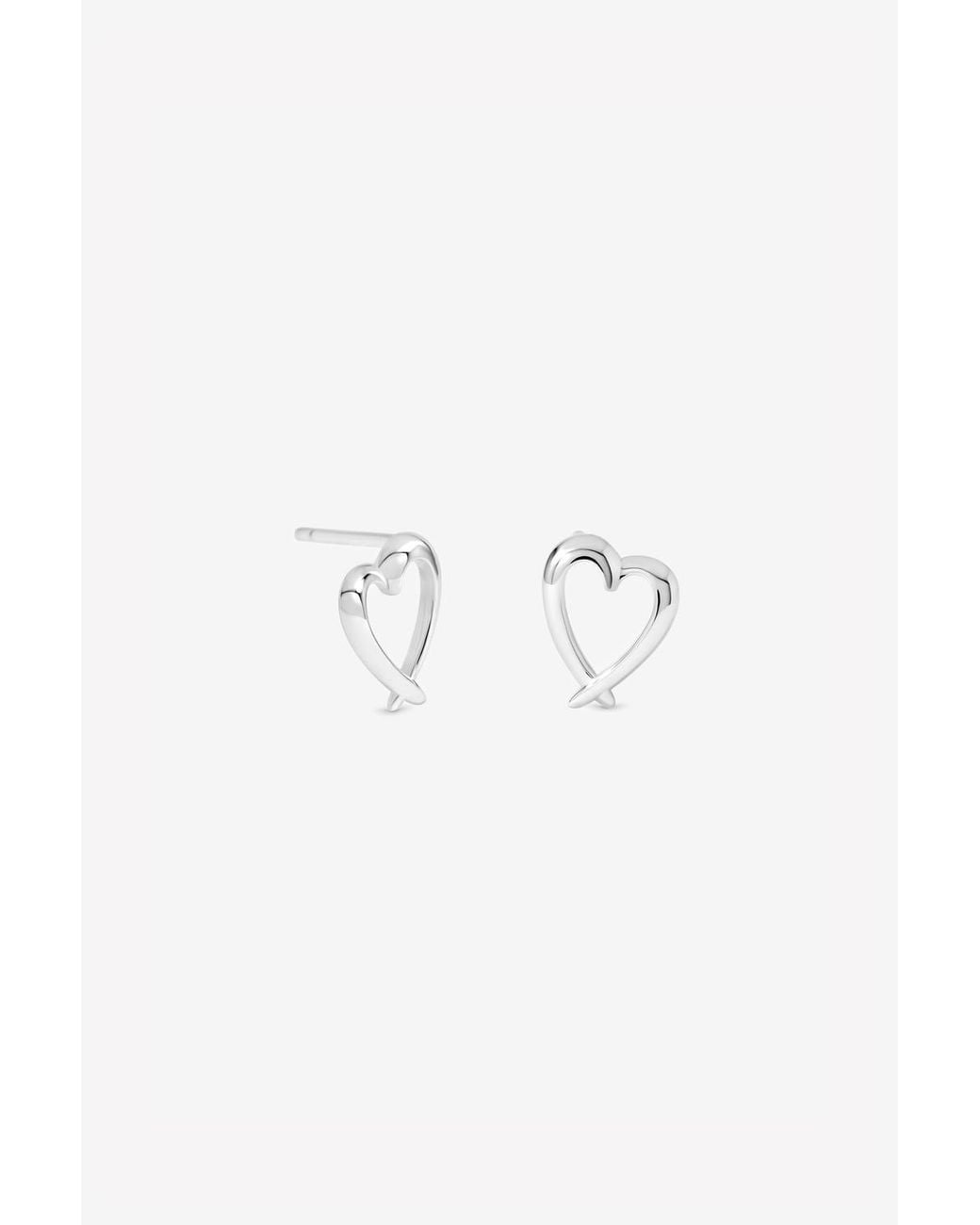 Simply Silver Metallic Sterling Plated Crossover Heart Stud Earrings