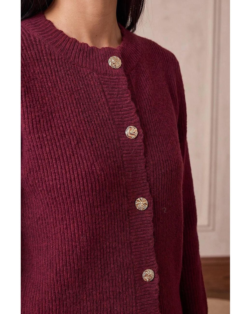 Roman Red Multi Button Knit Cardigan