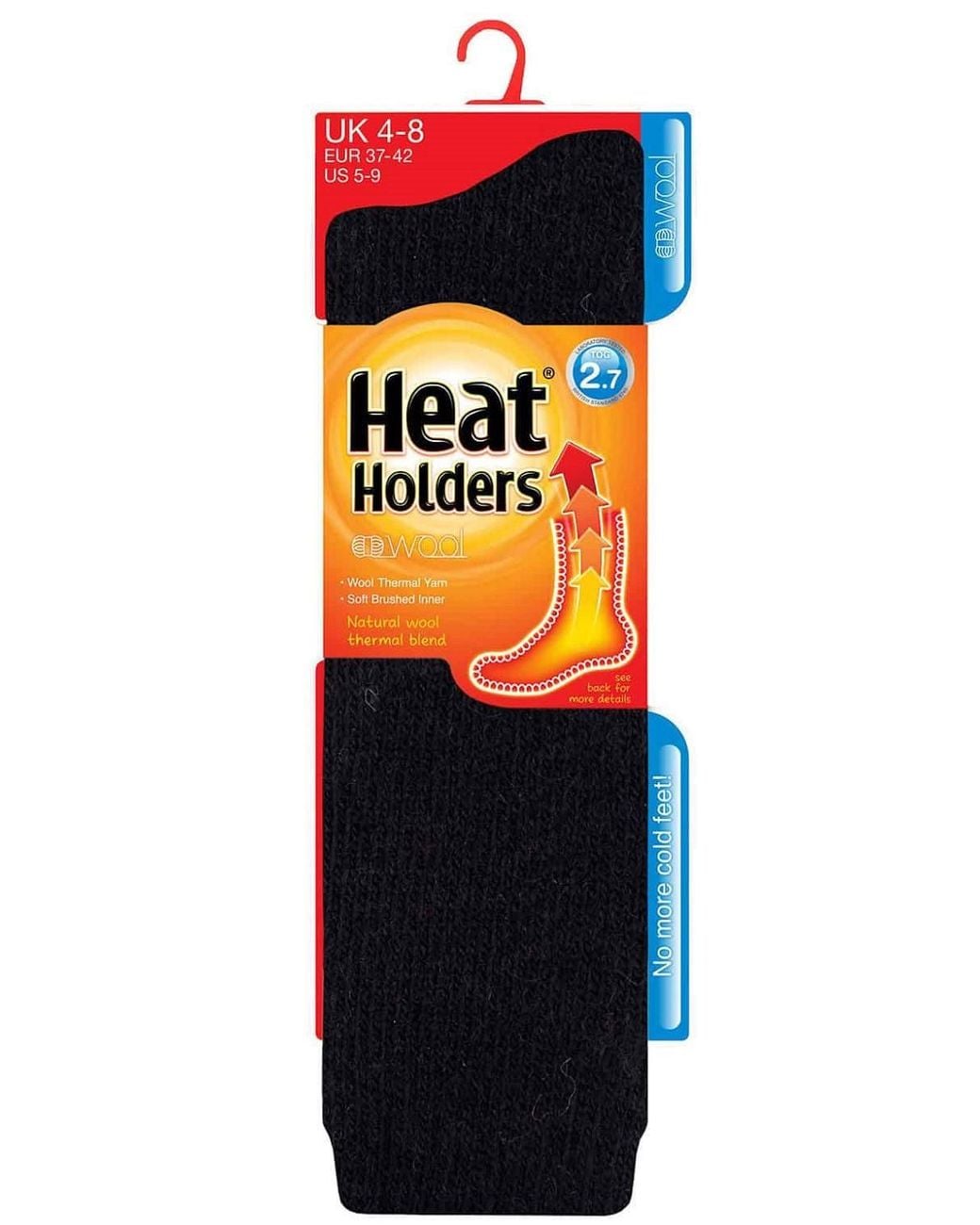 Heat Holders Black Extra Long 2.7 Tog Knee High Wool Rich Thermal Socks