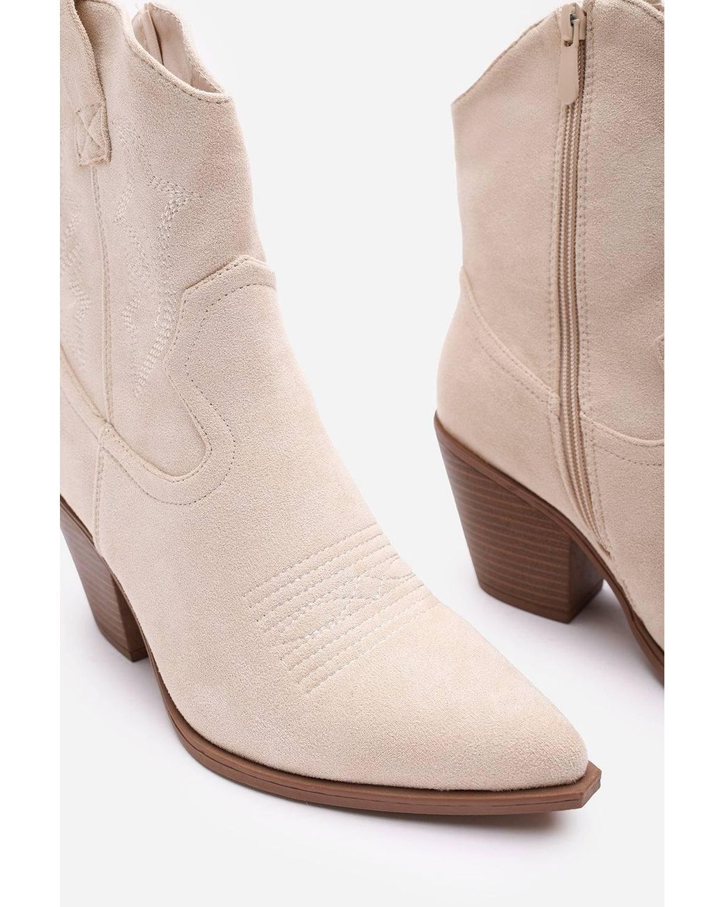 Where's That From Natural Seraphina Cowboy Boots Ankle Length Western Block Heel