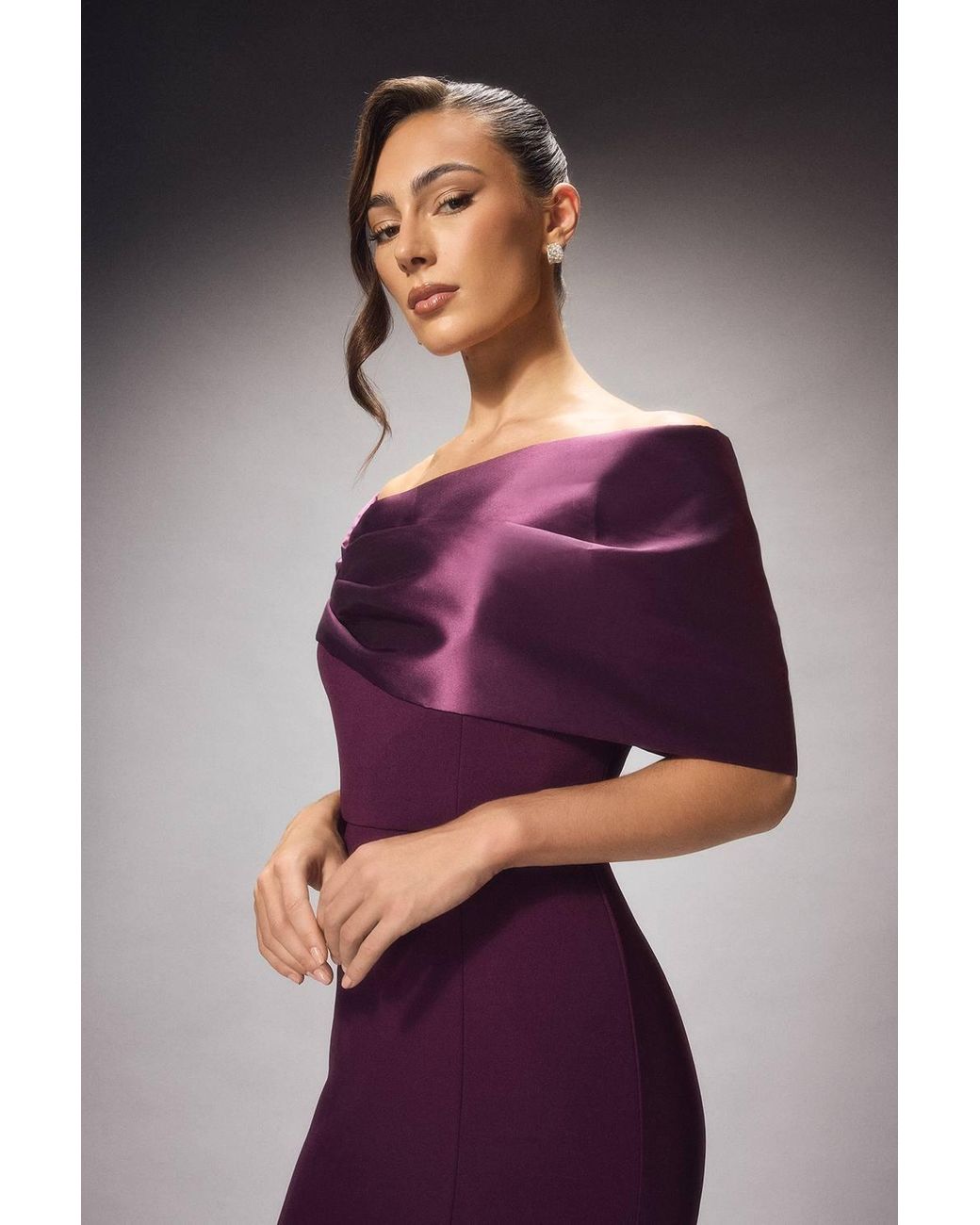 Coast Purple Couture Exaggerated Bow Maxi Dress With Puddle