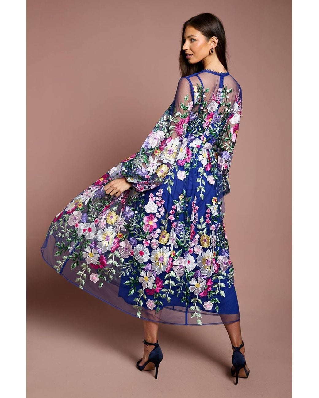 Coast Blue Muse Long Sleeve Embroidered Maxi Dress