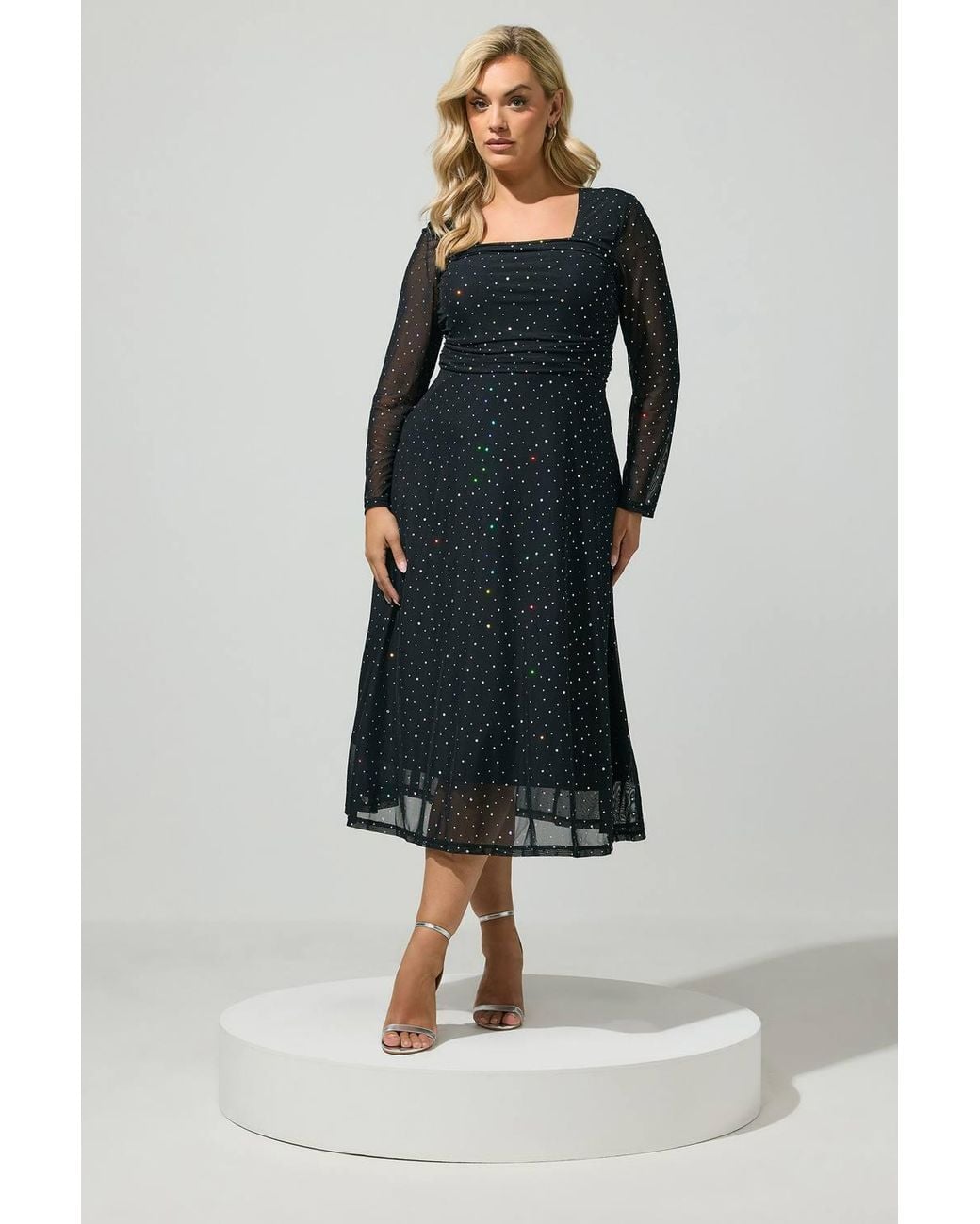 Yours Black Sequin Mesh Maxi Dress