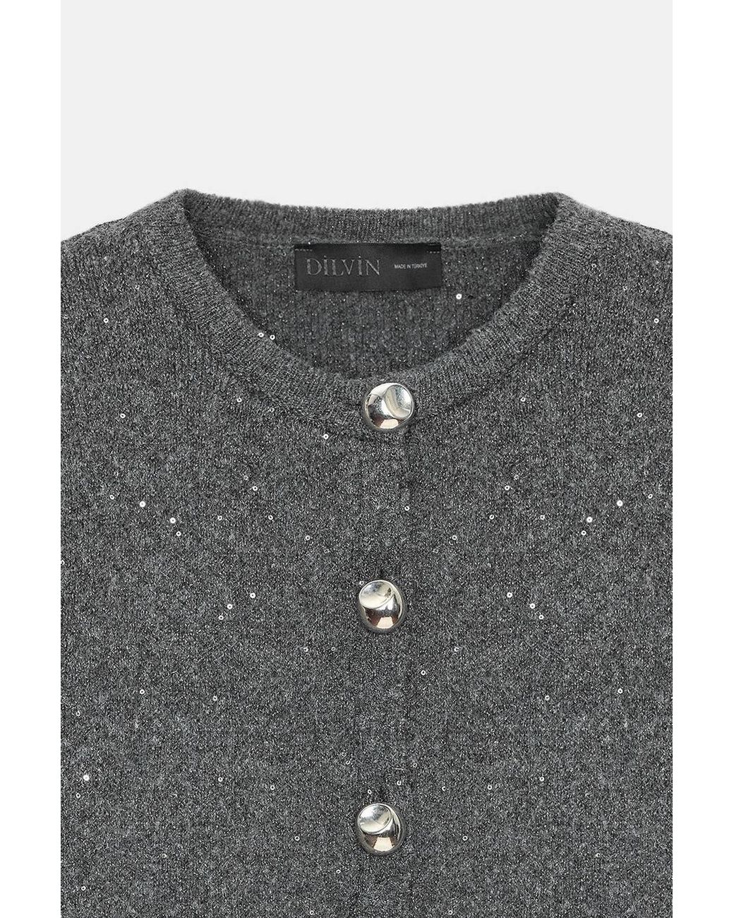 Dilvin Gray Knit Cardigan