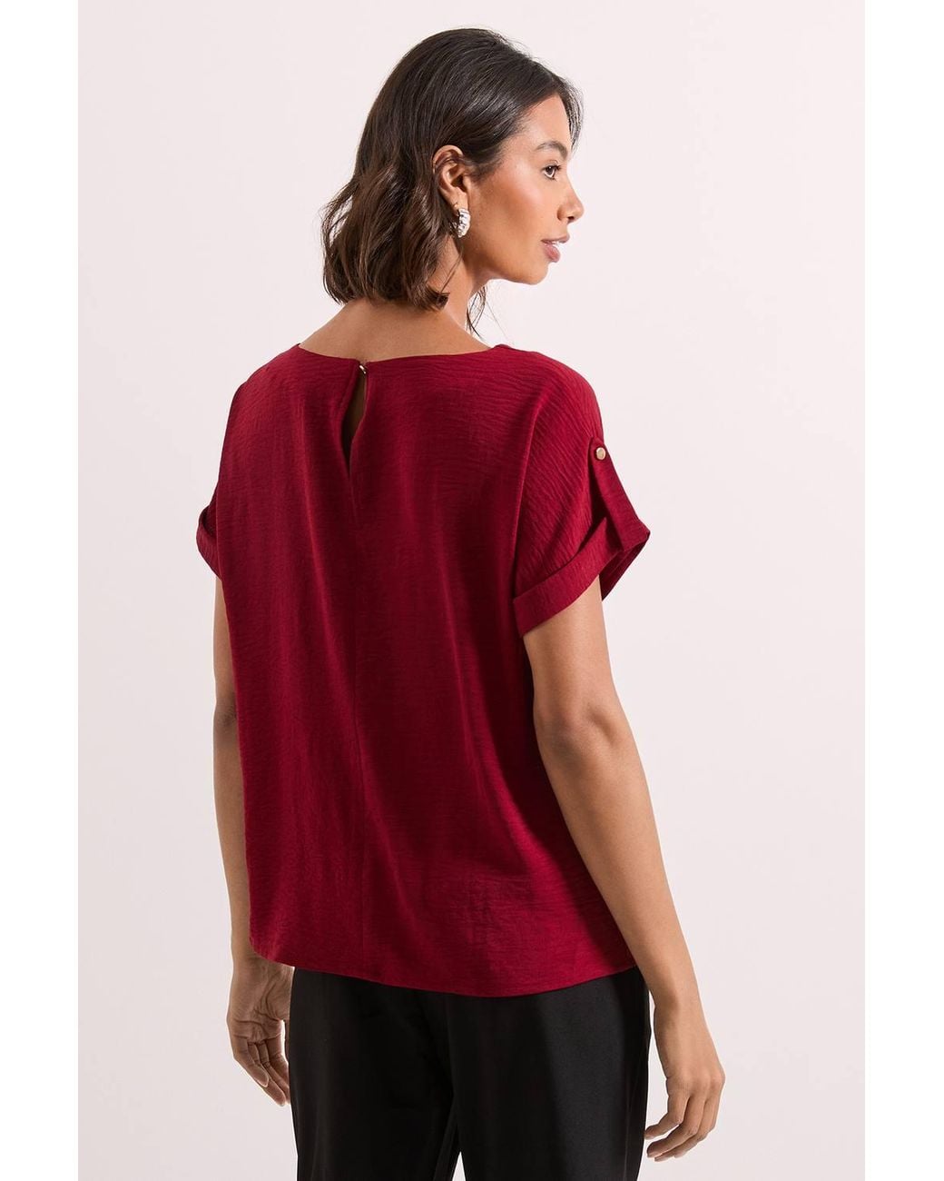 Dorothy Perkins Red Roll Sleeve Blouse