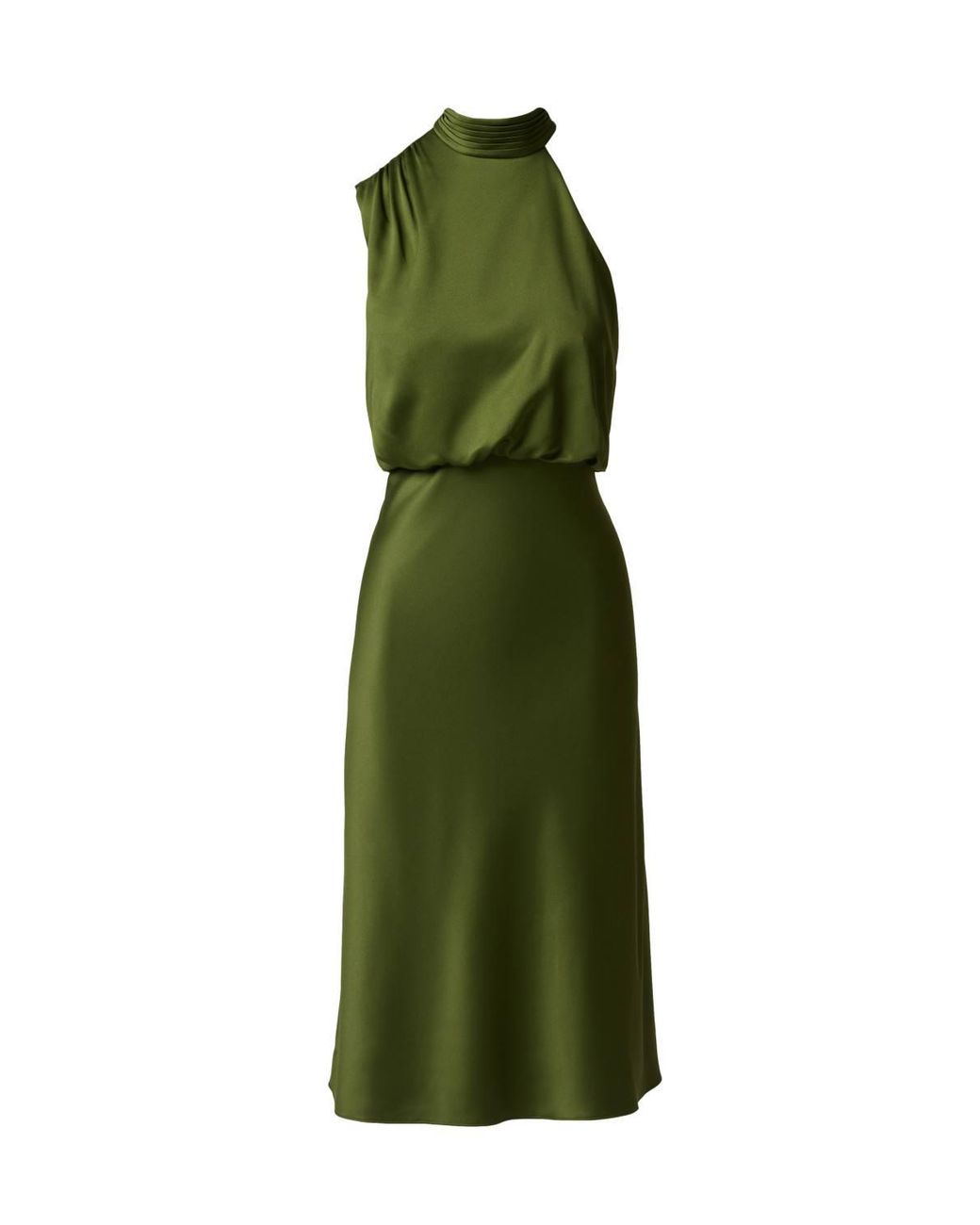 Adrianna Papell Green Satin Crepe Drape Dress