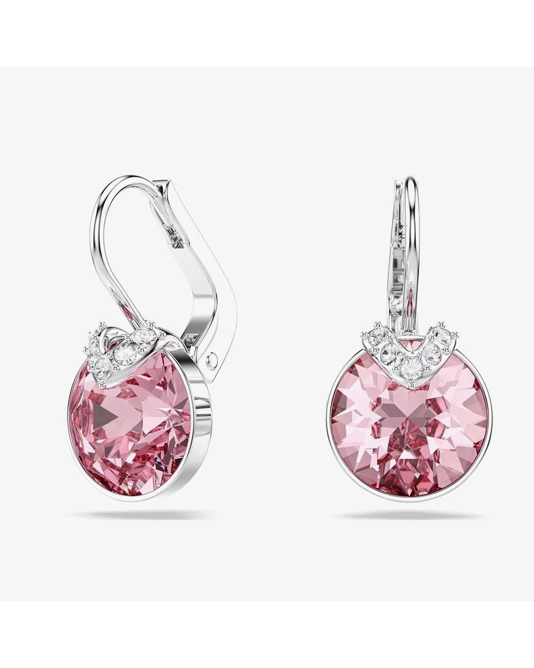 Swarovski Pink Bella Rhodium Plated Crystal V Drop Earrings 5734235