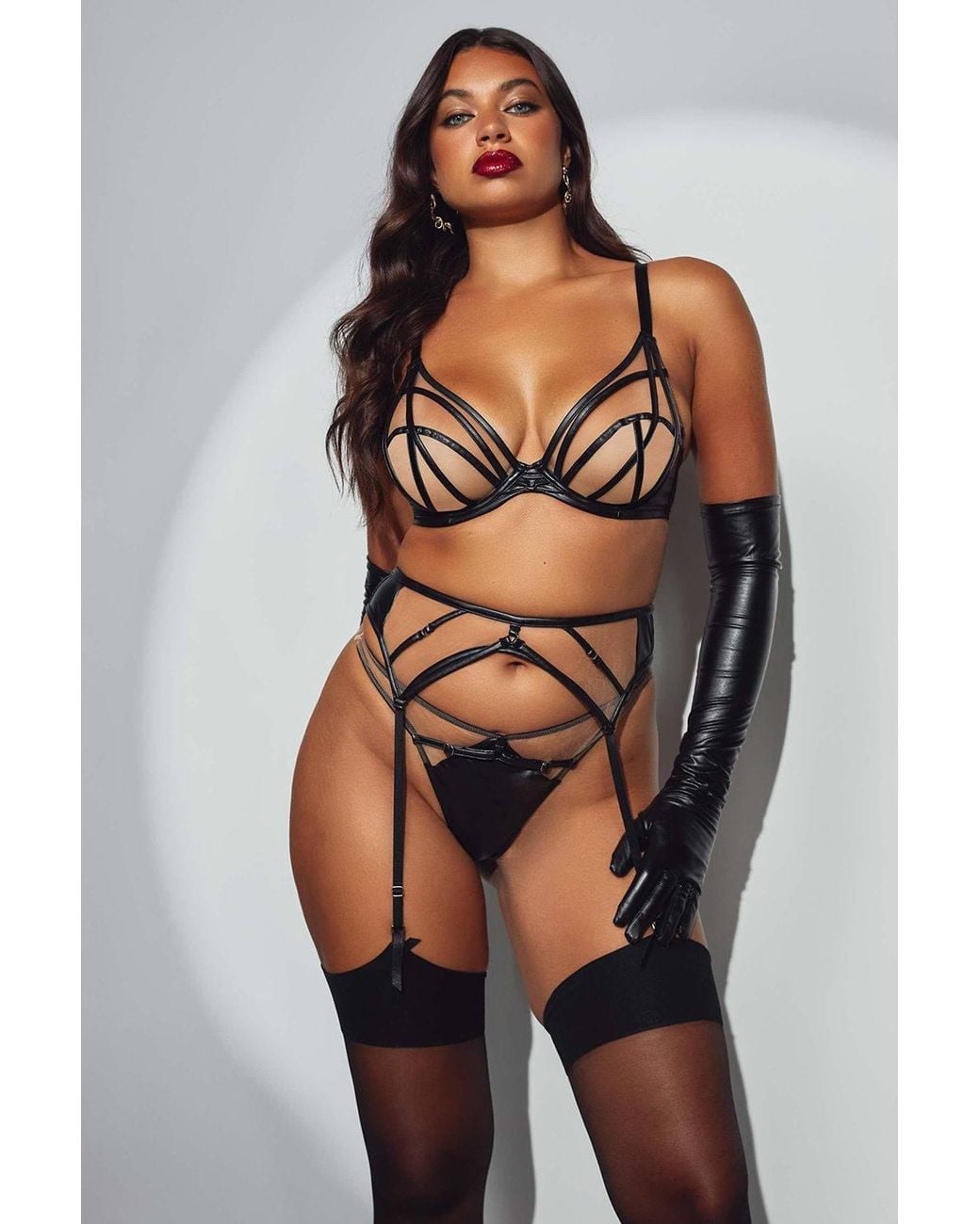 Playful Promises Black Ramona Leatherette High Waist Thong