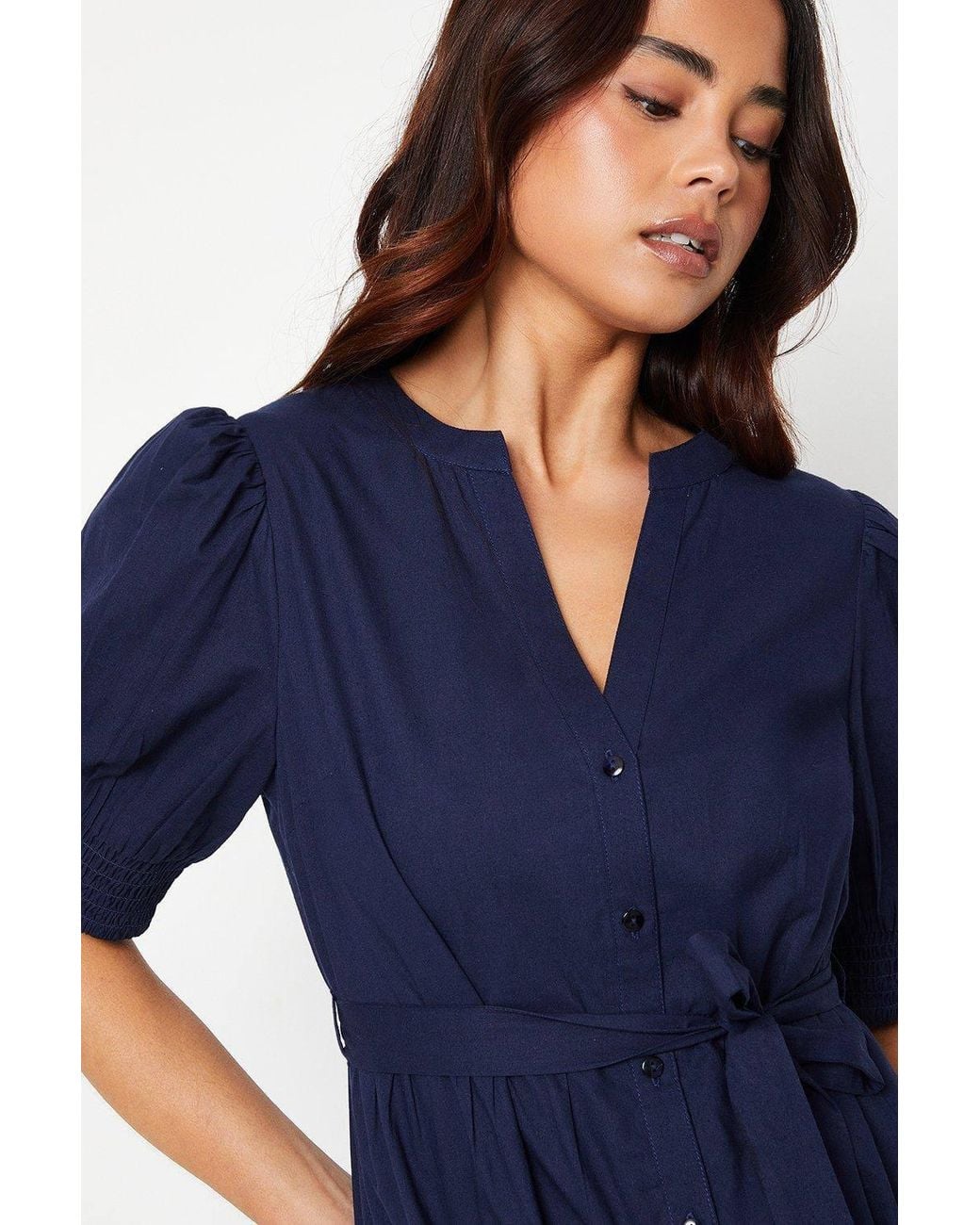Dorothy Perkins Blue Petite Poplin Shirt Dress