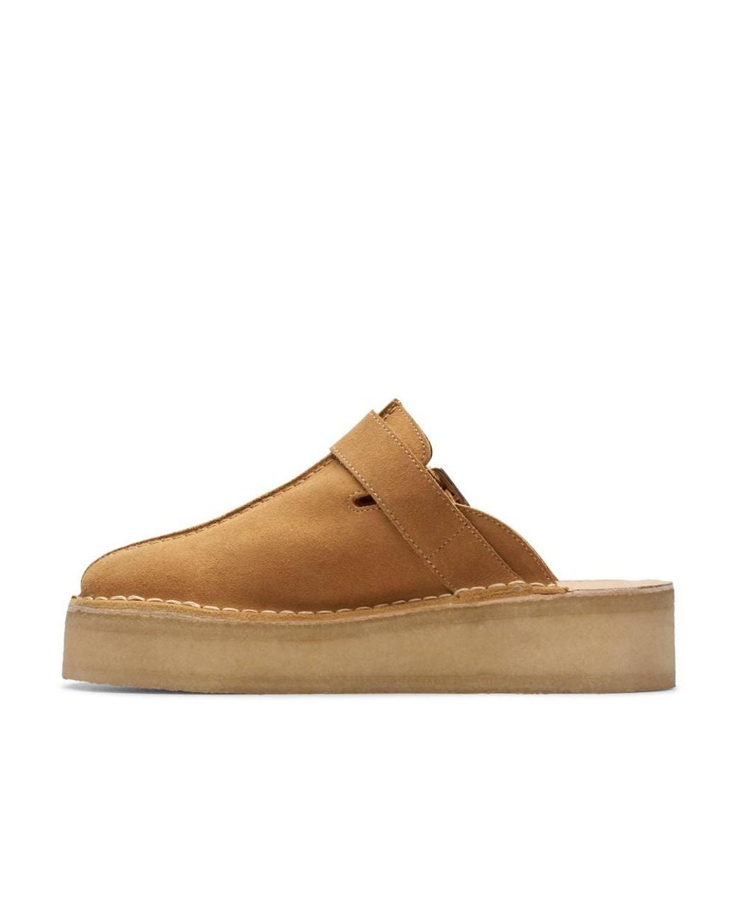 Clarks Brown Trek Wedge Mule Mid Tan Suede Mules