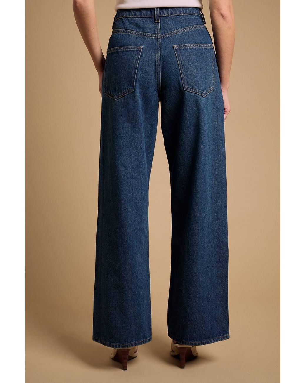Oasis Blue Straight Leg Western Look Jean