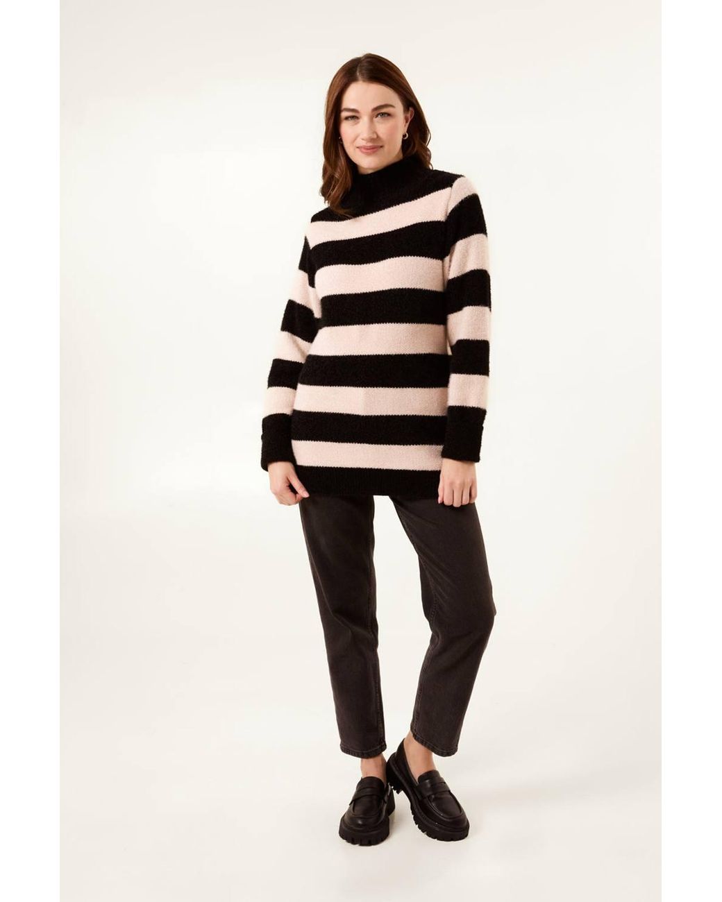 Blue Vanilla Black Long Sleeve Slip On Turtleneck Jumper
