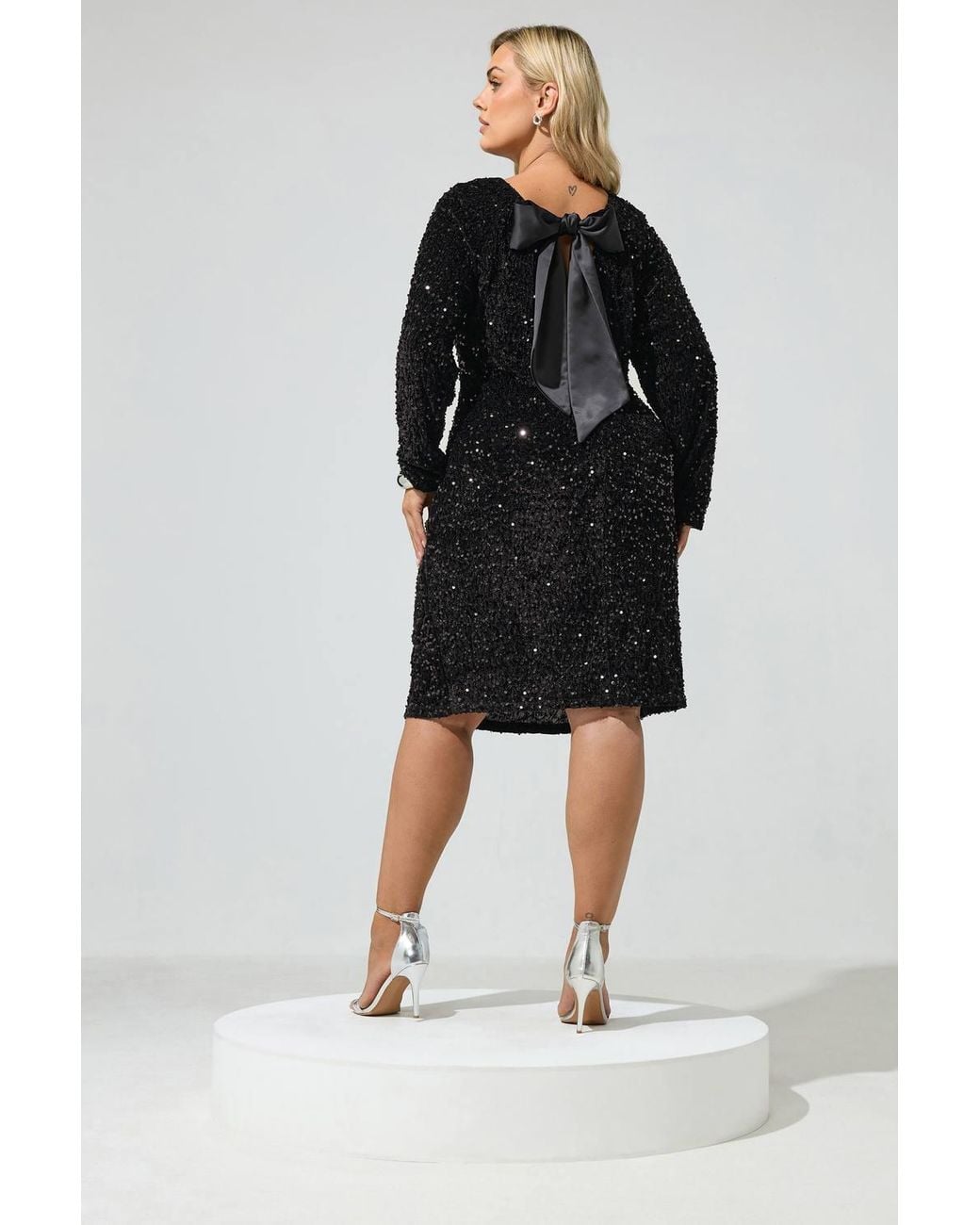 Yours Black Velvet Sequin Shift Dress