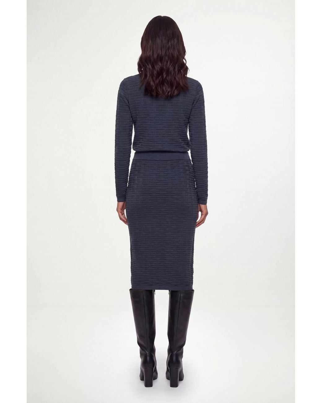 Wallis Blue Pointelle Midi Knitted Skirt