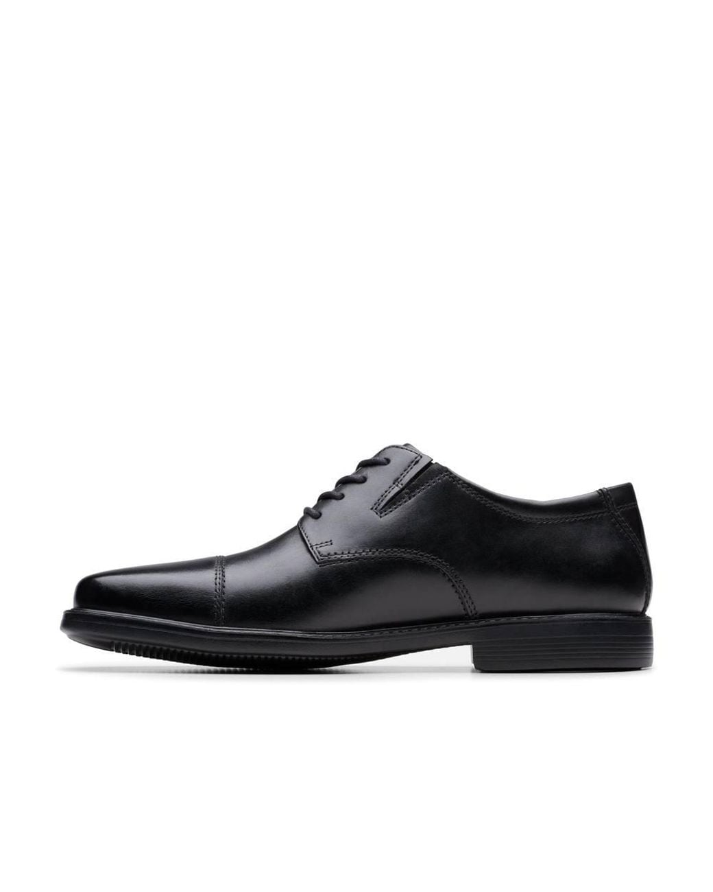 Clarks Black Cosgrove Cap Leather Derby Shoes, Lace Up for men