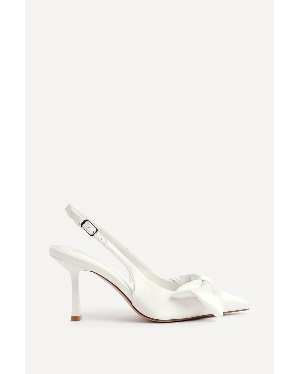 Linzi White Always Bridal Ivory Satin Bow Court Heels
