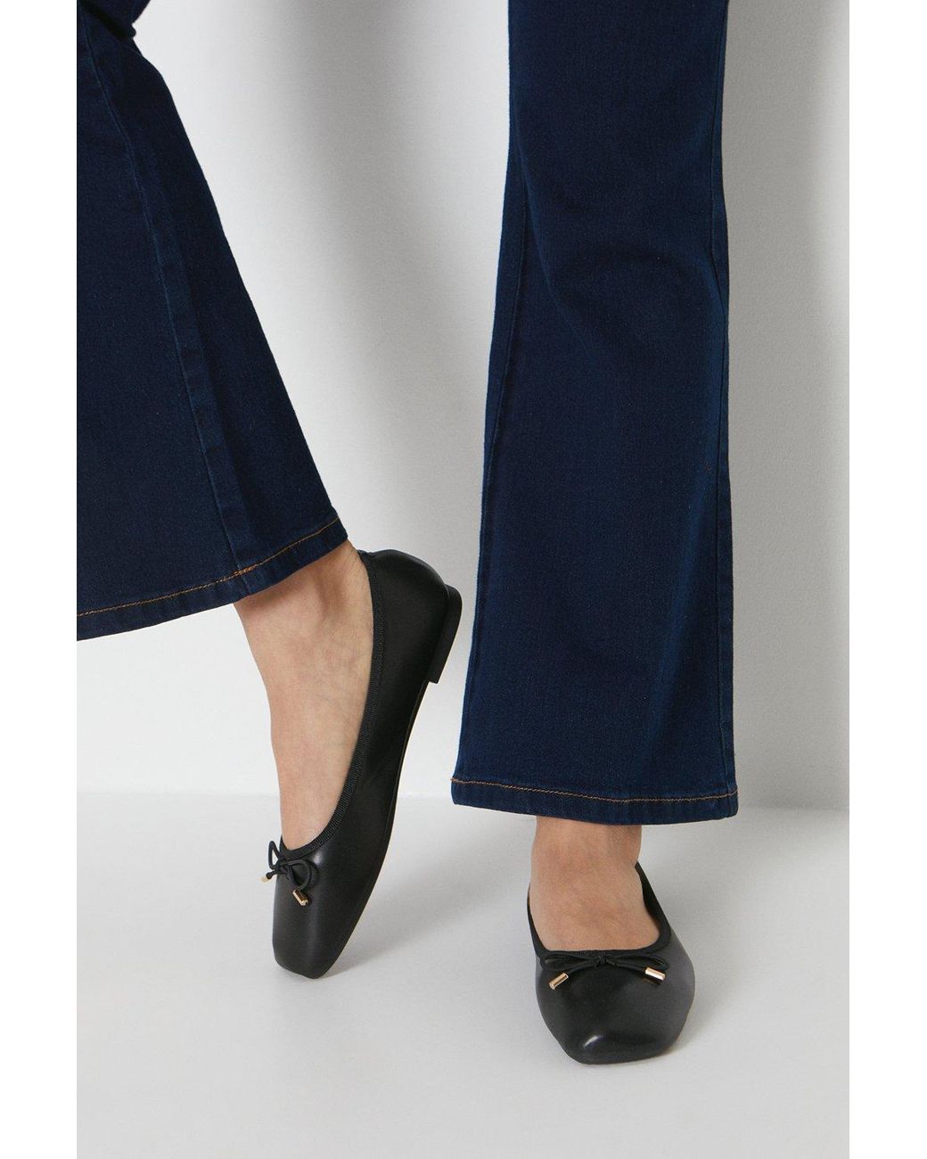 Oasis Blue Bella Square Toe Ballet Pumps