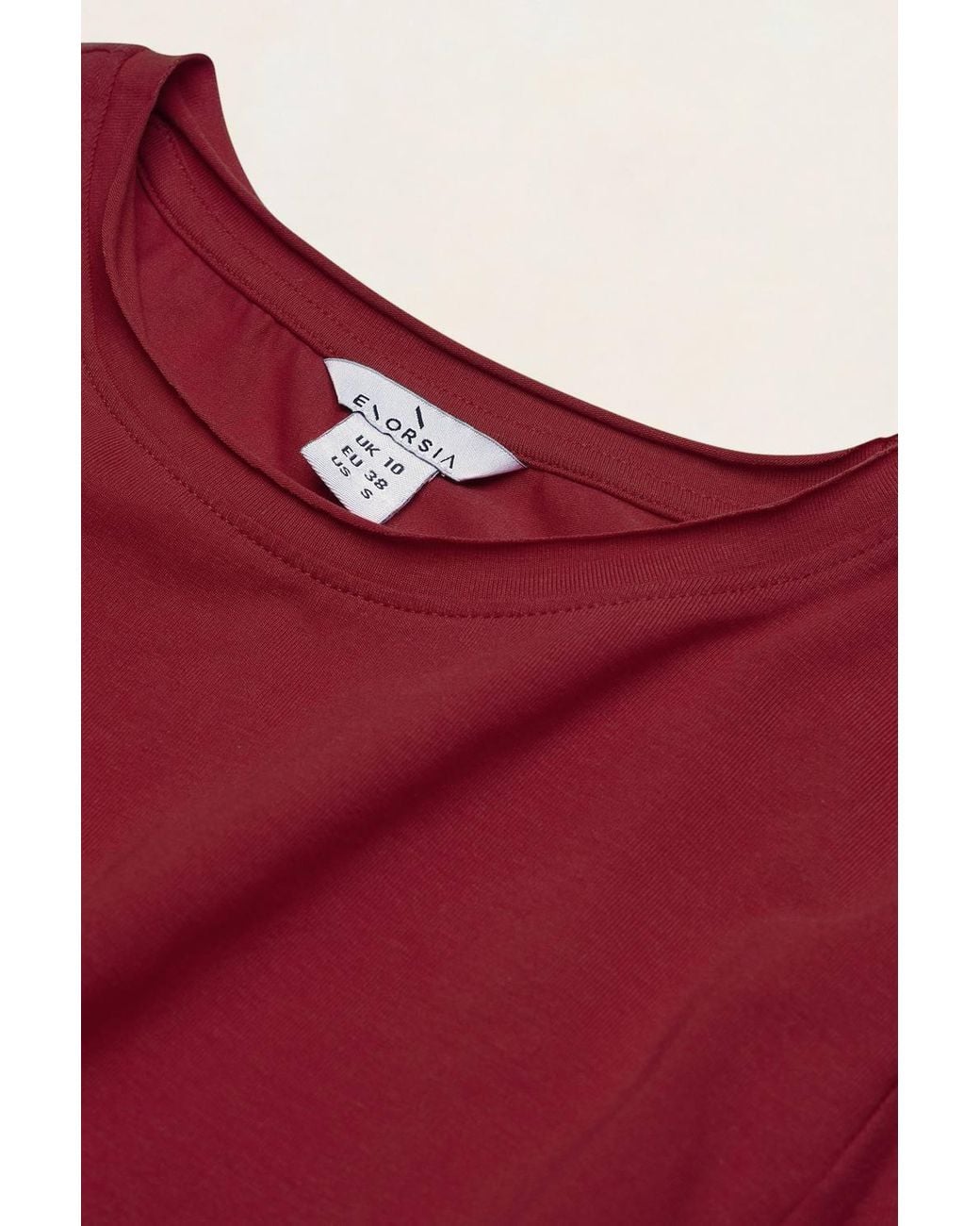 Enorsia Red Ruched Side Seam Short Sleeve T-Shirt