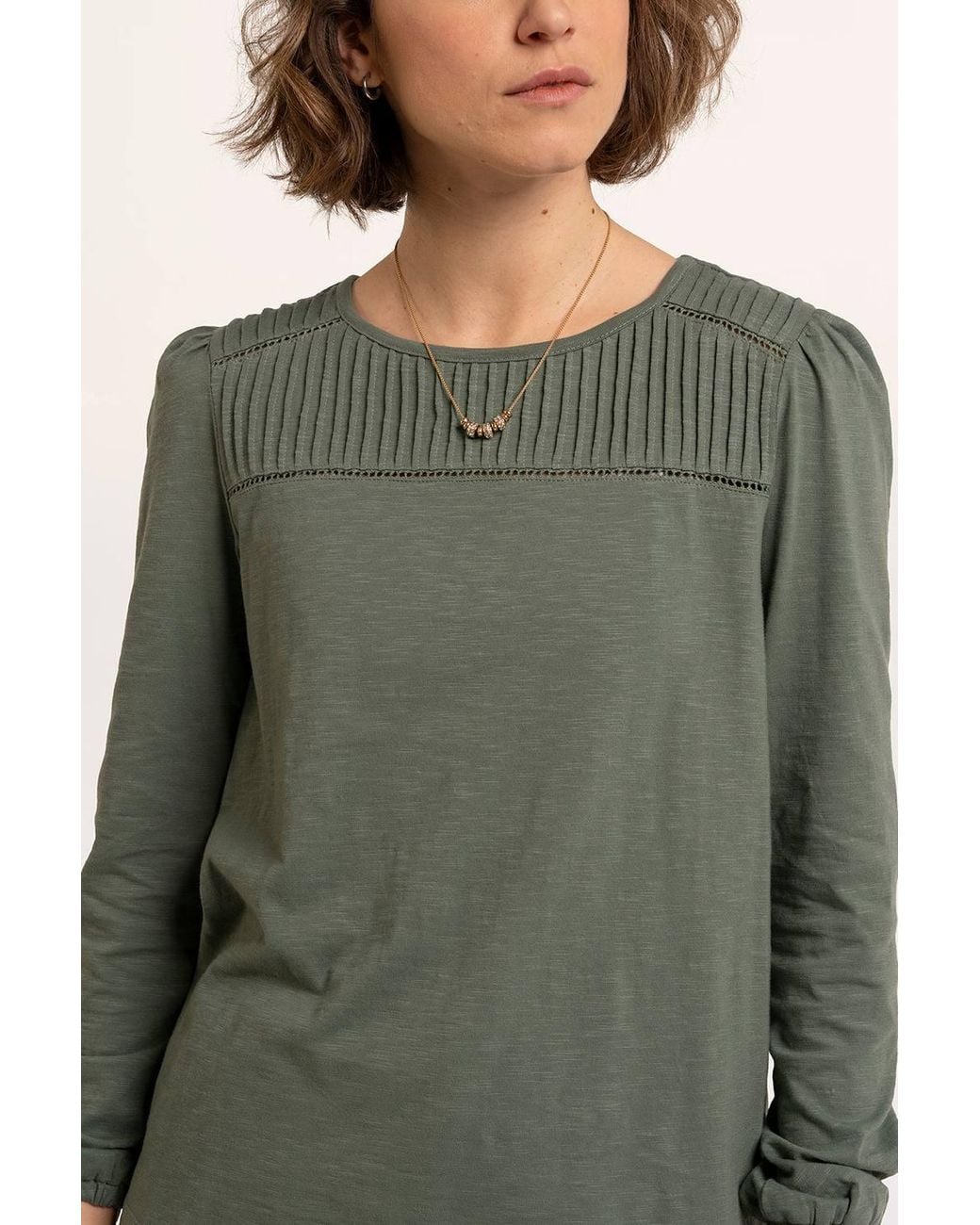 Brakeburn Green Zofia Ladder Trim Long Sleeve T-Shirt
