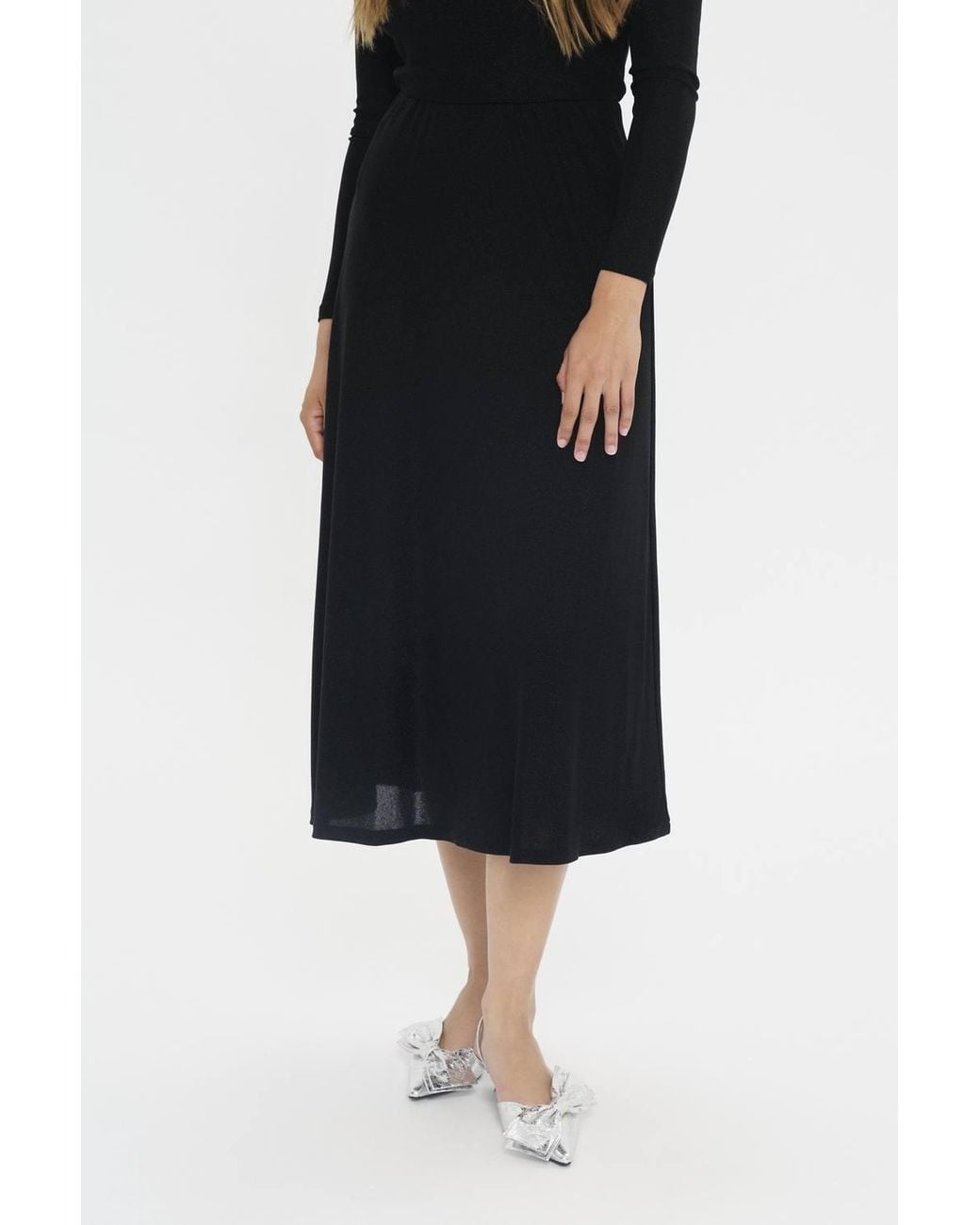 Saint Tropez Black Noriasz Shimmer Midi Skirt