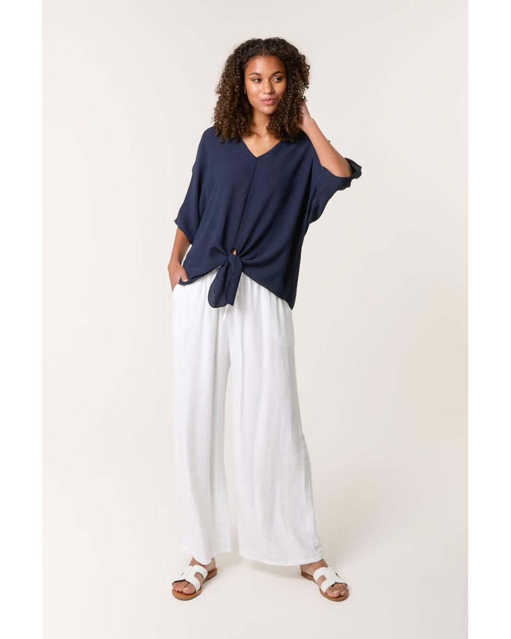 Blue Vanilla Blue Short Sleeve V-Neck Blouse