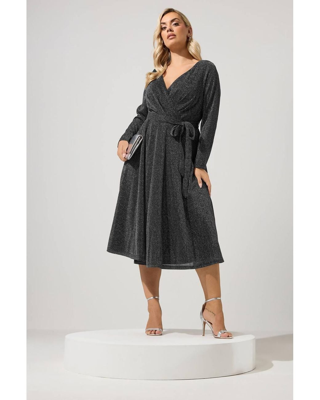 Yours Metallic Wrap Dress