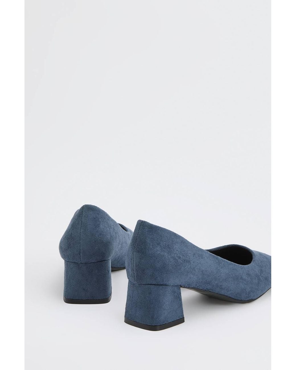 Wallis Blue Vina Faux Suede Medium Block Heel Court Shoes