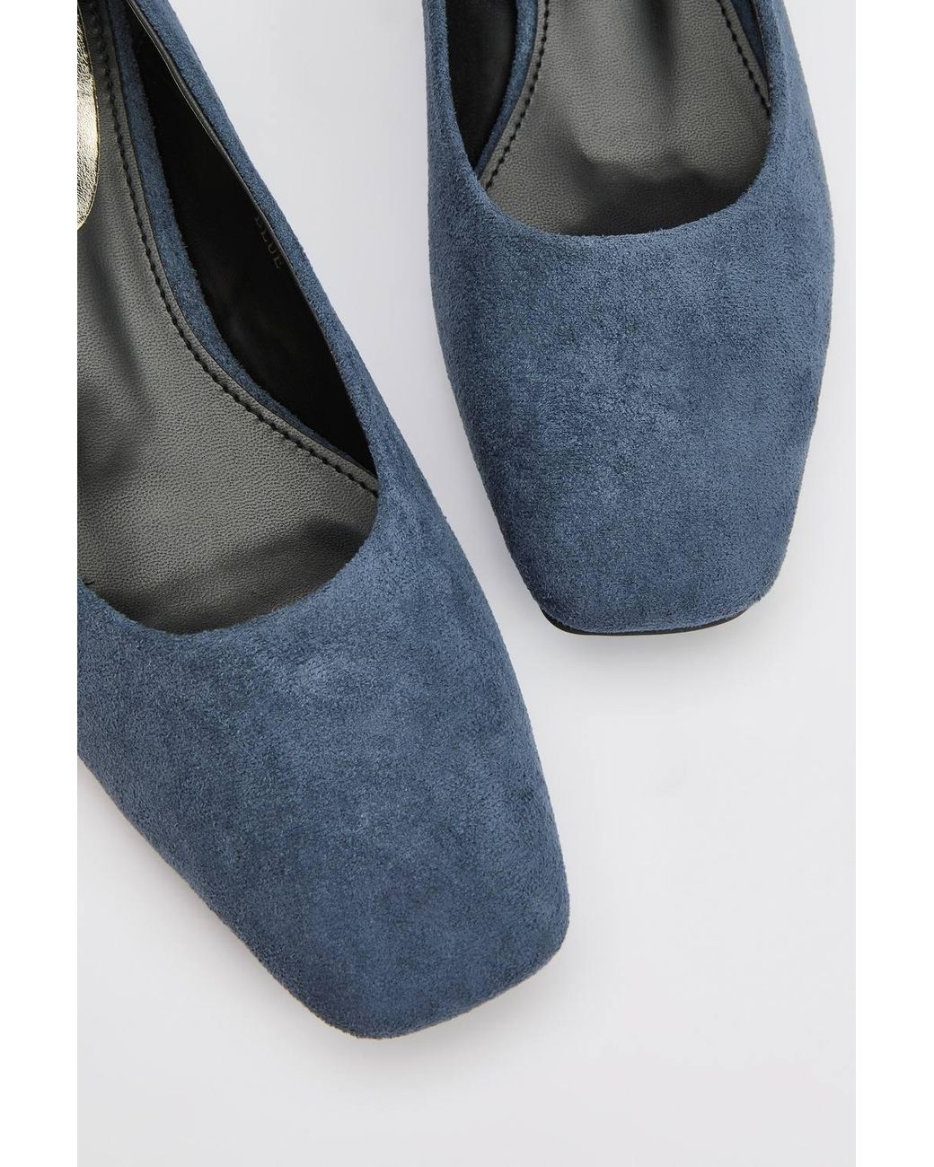 Wallis Blue Vina Faux Suede Medium Block Heel Court Shoes